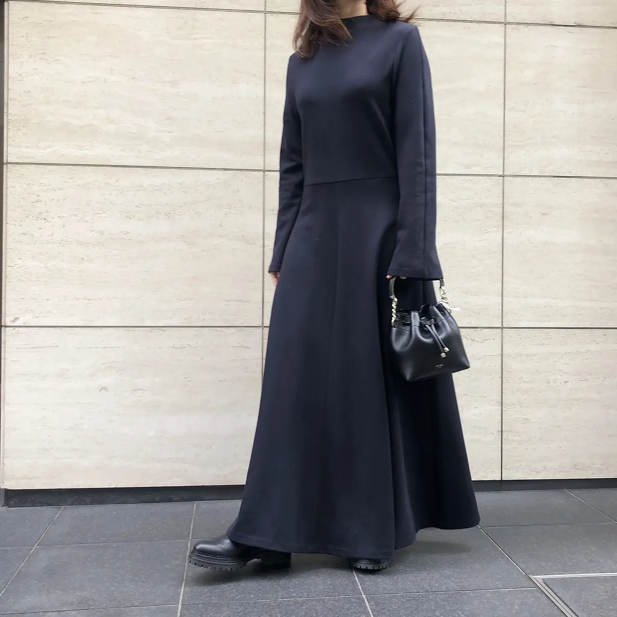 3.E by eclat　袖フレア切替ワンピース