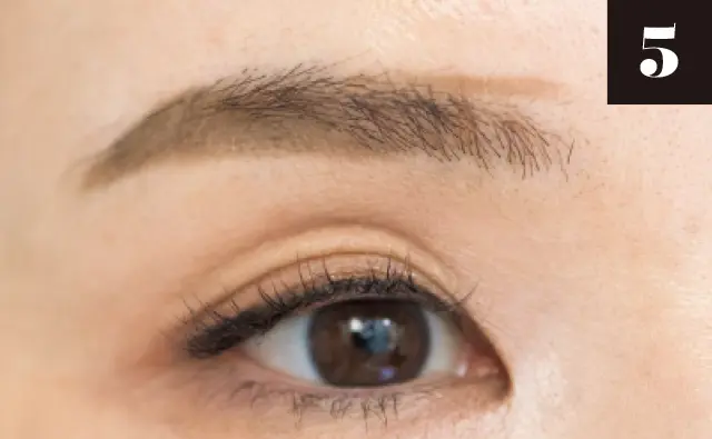 眉頭の上側ラインを