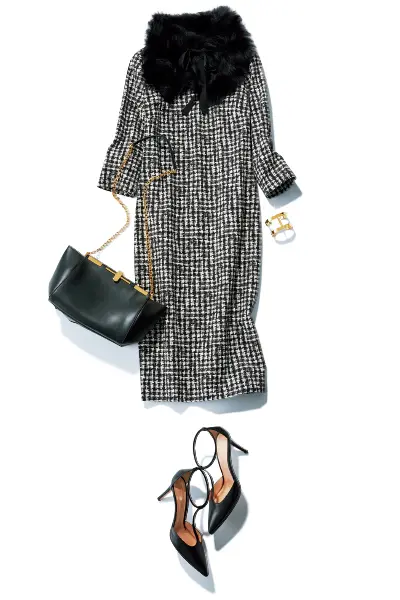 ファーティペットが主役のドレスアップスタイル