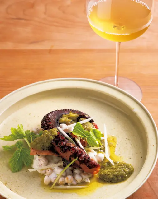 真蛸のオイル煮とひよこ豆