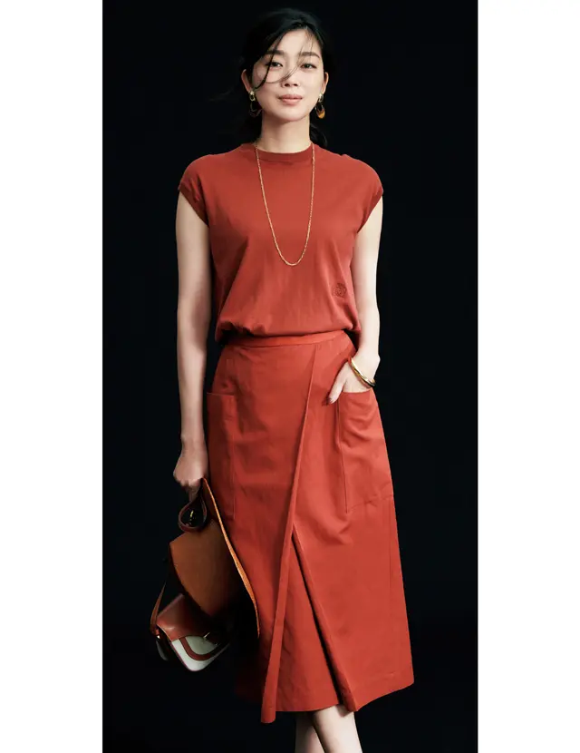 異素材＆同色の新鮮なセットアップ