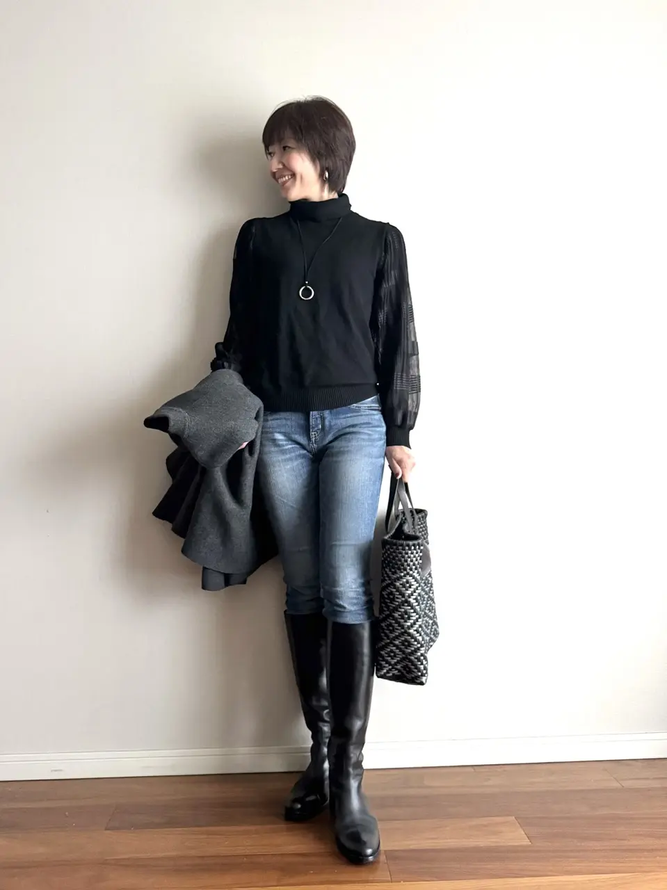 ZARA ニットケープコート コーデ ②