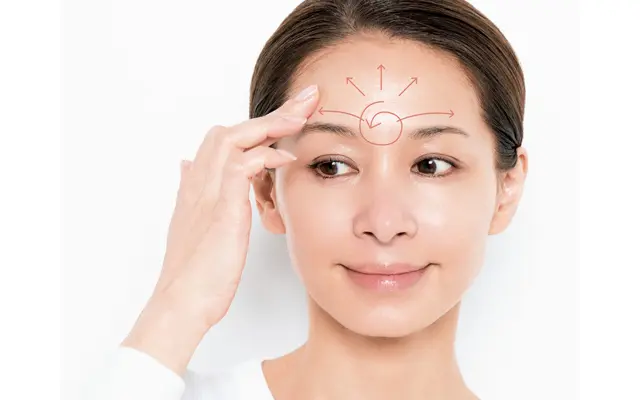 額は眉間を中心に放射状塗り
