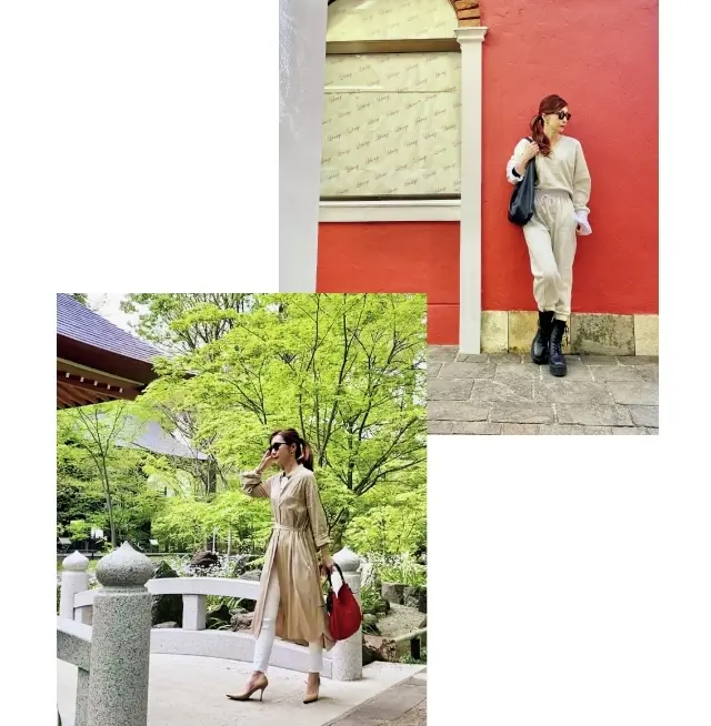 写真 の背景にもこだわっています。グリーンが 多い場所や使えそうな壁をふだんからチェ ック