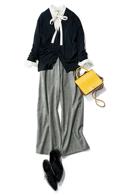 キャメル　ワイドパンツ