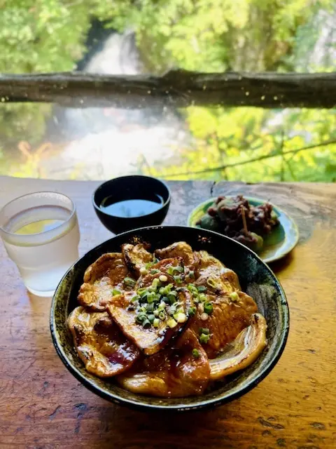 竜頭の滝を眺めながら豚丼食べました♪の画像_2