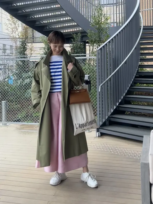 ピンク×カーキでお花見コーデの画像_7