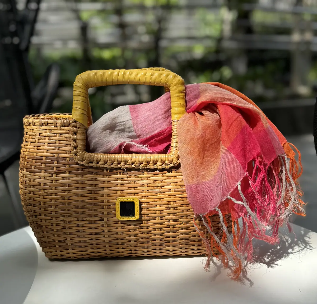 ラタンのカゴバッグ　ショール