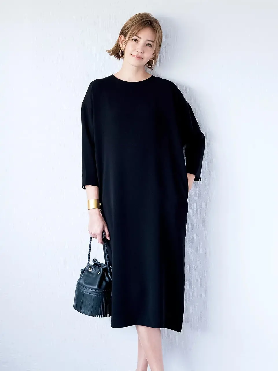 e by eclat バッグジップコクーンワンピース