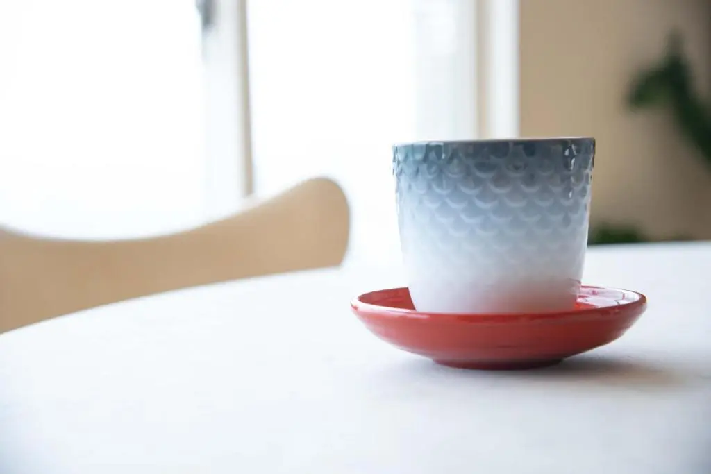 OurAge×Webエクラ　お気に入りのロイヤル コペンハーゲンのカップに合わせたのは、日本の根来塗の茶托。