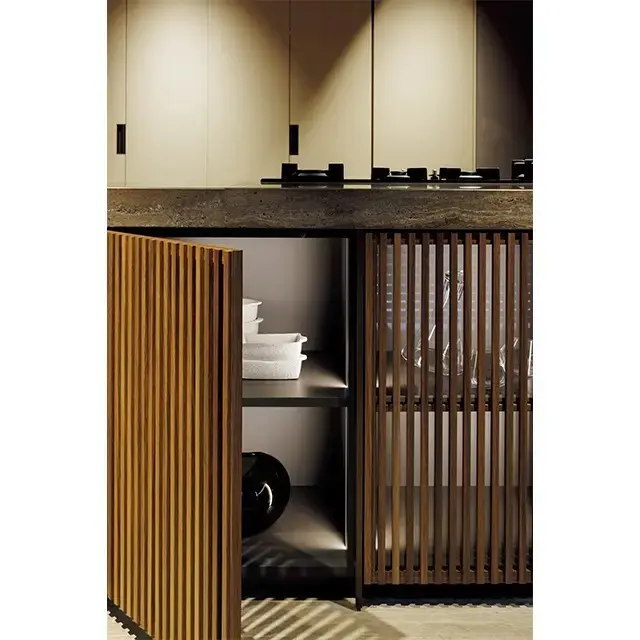 ラッツィオの特徴のひとつが格子扉の見せる収納