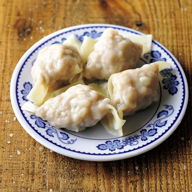 名物の豚肉ワンタン。 皮はつるっと食感よく、食べ応えも十分。￥550