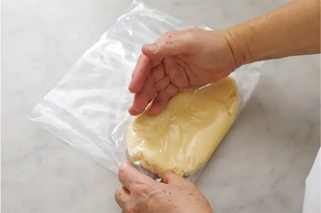 これをポリ袋に入れ軽く押さえ平らにする。