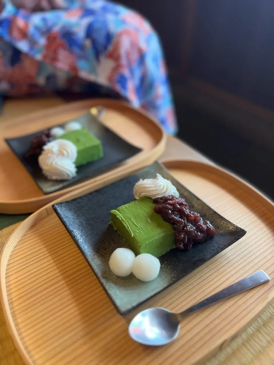 抹茶ババロア　白玉　あんこ