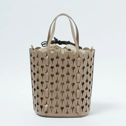 Anita Bilardi レザーメッシュカゴバッグ