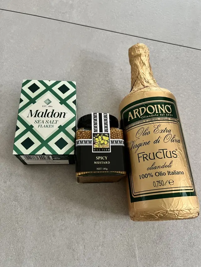塩と粒マスタードとオリーブオイル