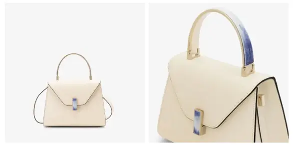 乳白色レザーと藍色で装飾された磁器の融合は透明感に満ちて