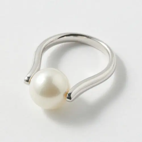 oeau×éclat 18KWG×あこや真珠10mmパールリング