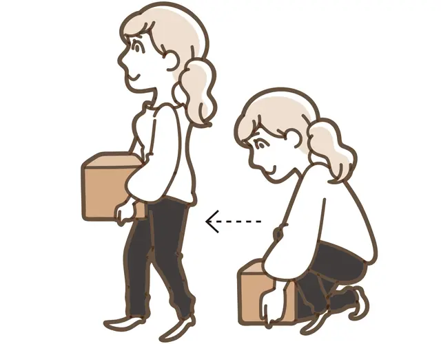物を持ち上げるときはへそに近づけて
