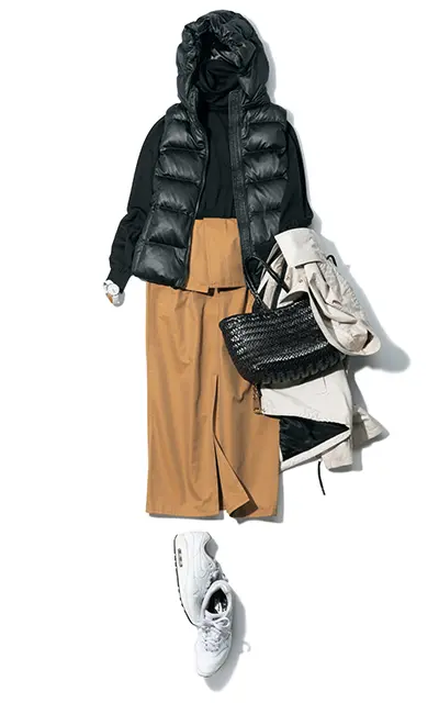 防寒も考えられた動きやすい着こなし