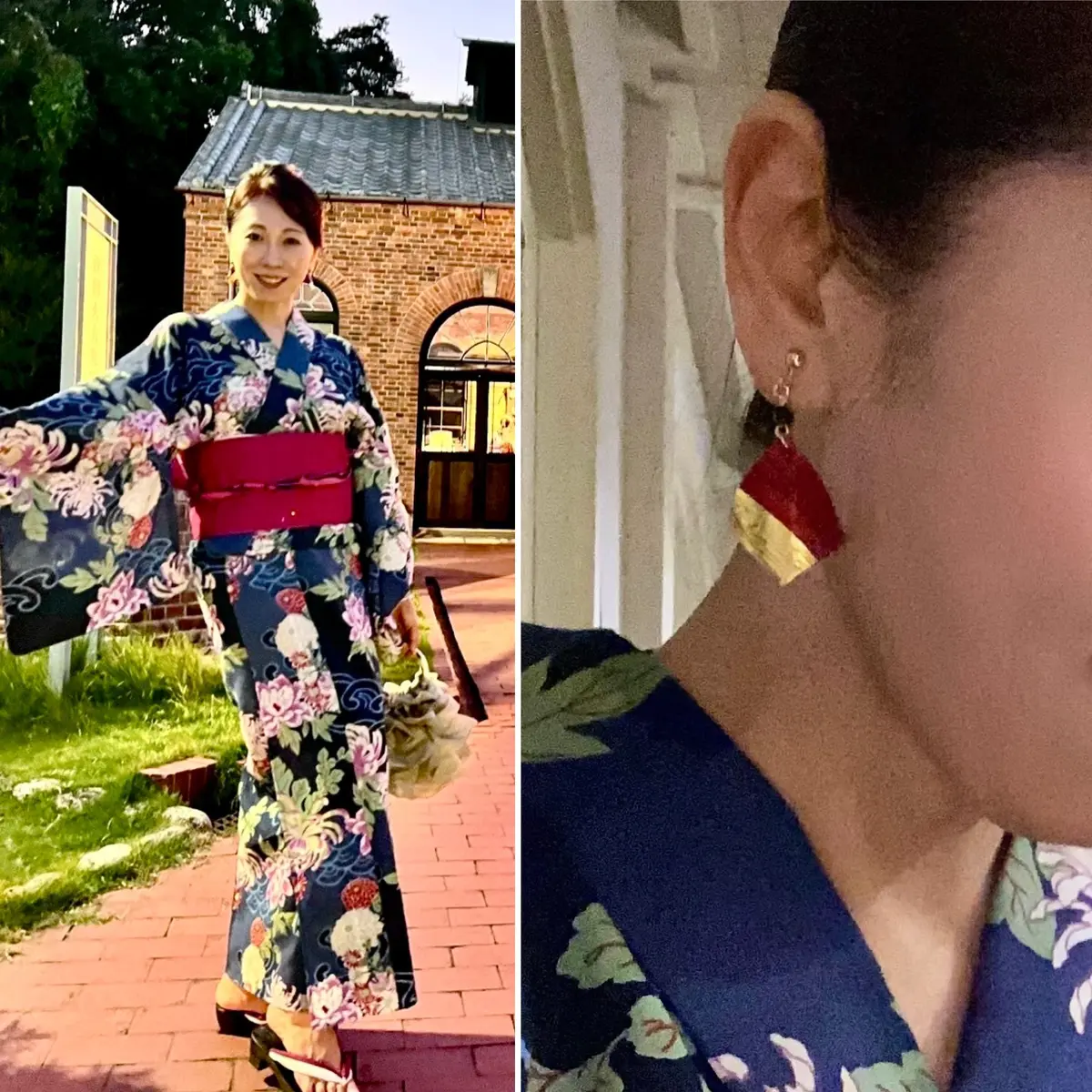 浴衣　美濃和紙のイヤリング