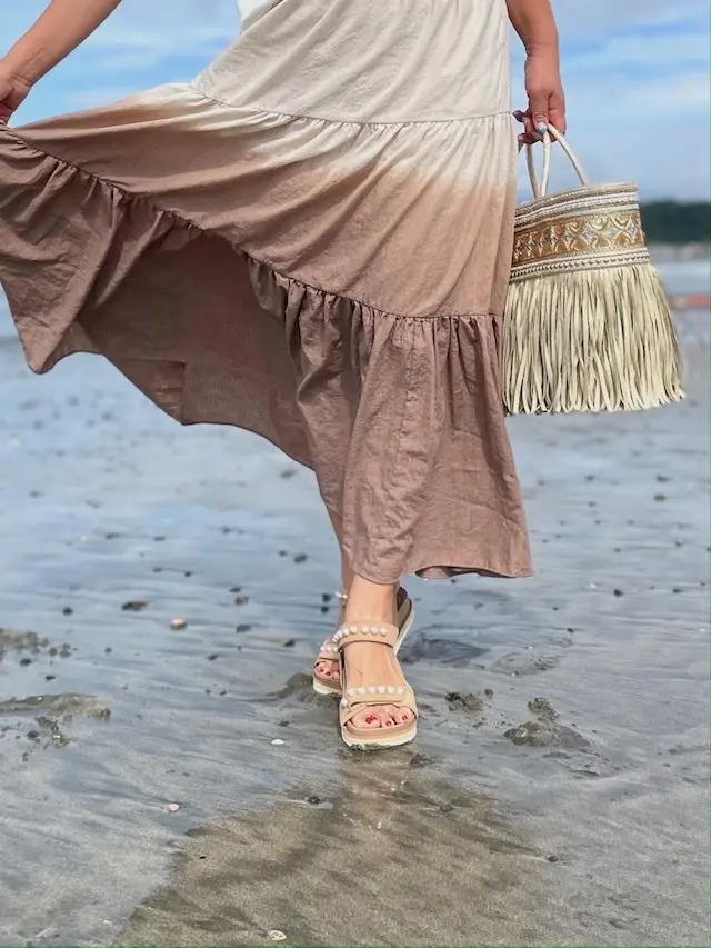 パール　スポサン　海　フェミニンカジュアル　サンダル