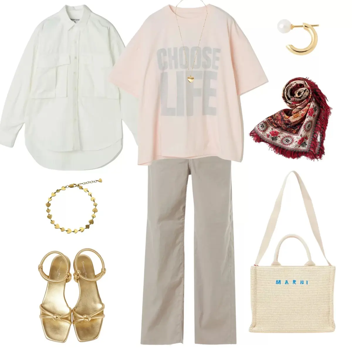 【50代 週末コーデ】上品なピンクTシャの画像_1