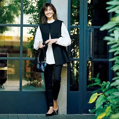 LE PHIL ダブルクロスストレッチペプラムジレ ￥35,200