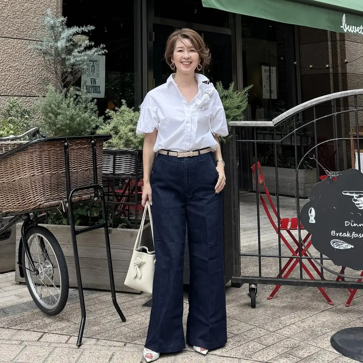 ユニクロ ワイドデニムパンツ愛用 エクラ華組  根本有加里さん