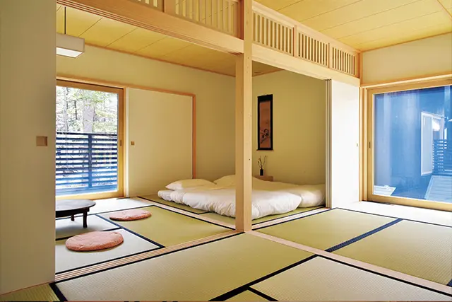 スイートルームは、和の要素がミニマルに表現されていて新鮮