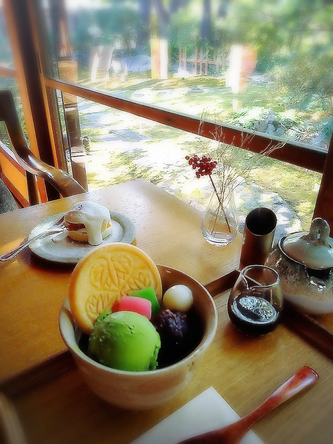 新年のご挨拶、名古屋、徳川園、蘇山荘、あんみつ、和カフェ、甘味、40代ファッション、スローブイエナのチェスターコート