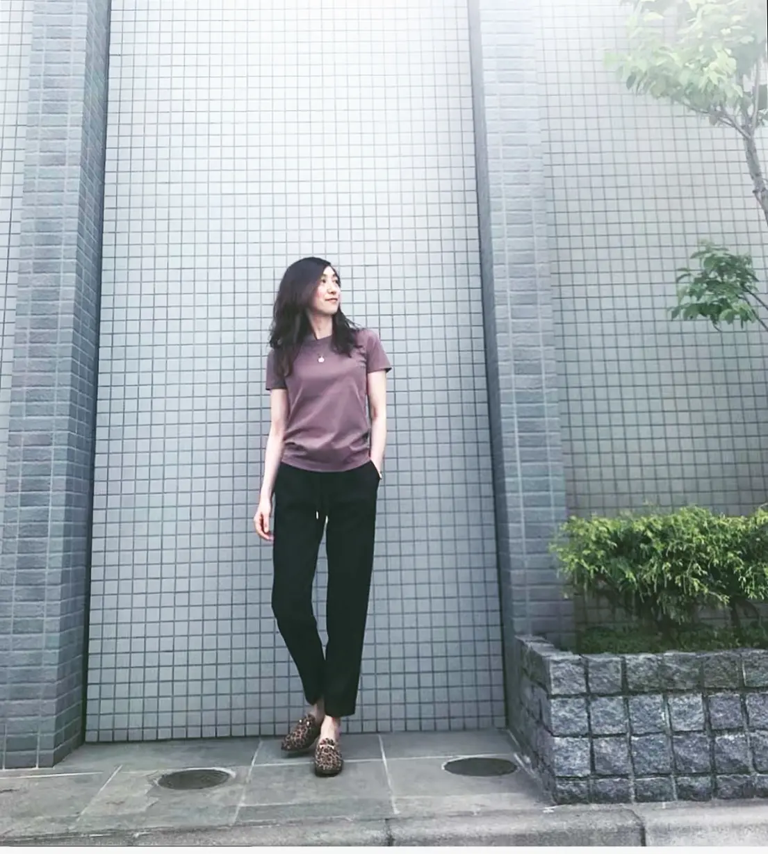 レオパードのローファーと