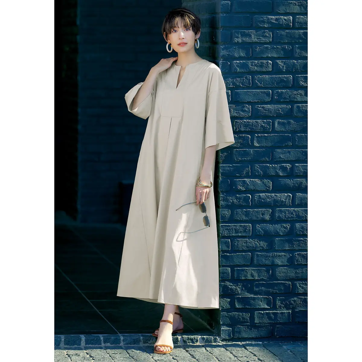 TICCA×éclat キーネックロングワンピース