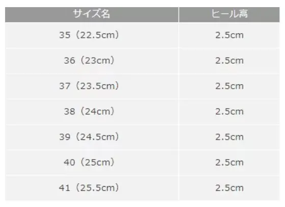 サイズチャート