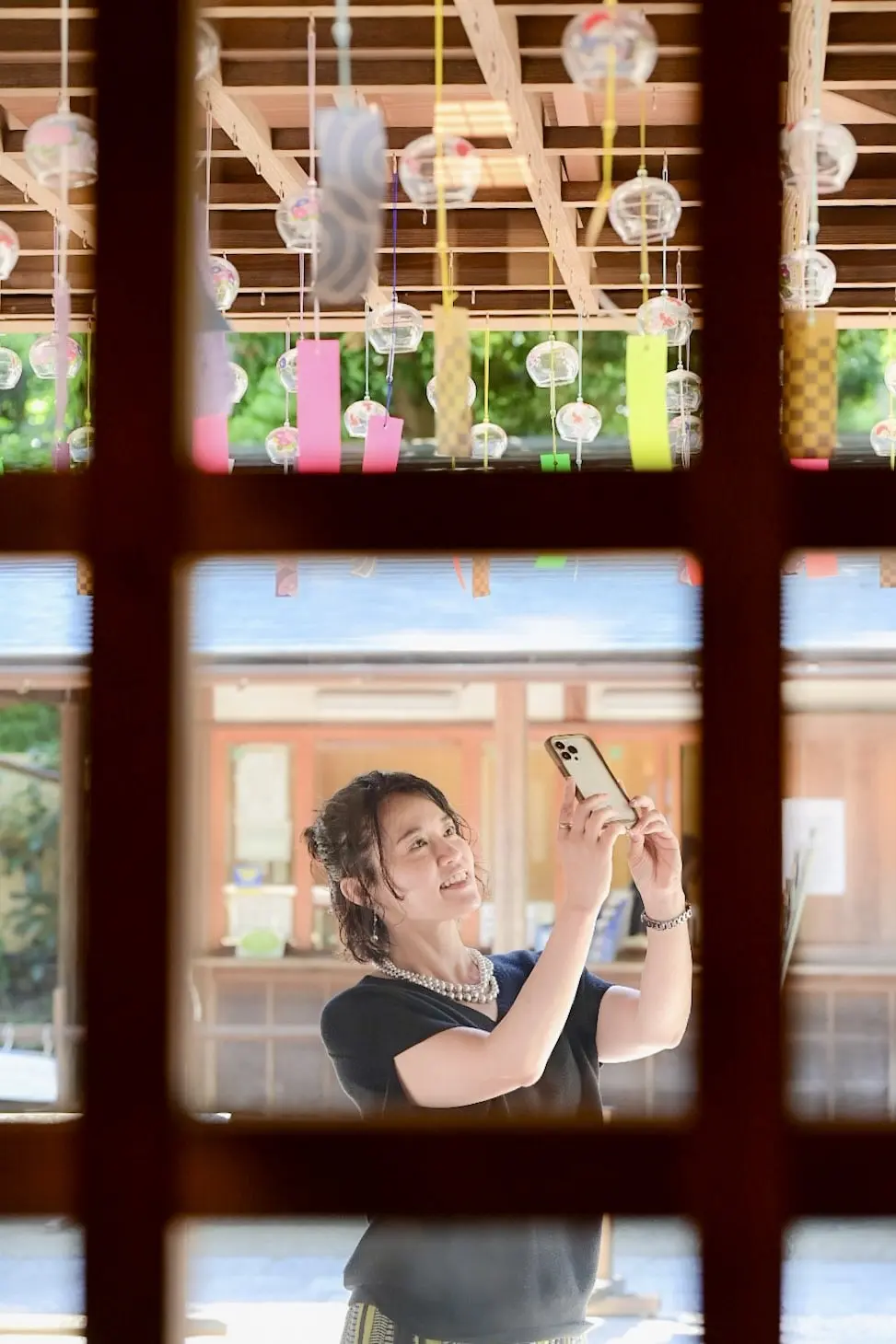 水口宜子　エクラ華組水口宜子さん　風鈴棚