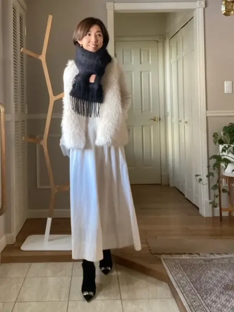 エクラ華組 高田季世子さんの巻き物コーディネート　全身