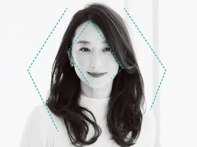 “横幅出しひし形ヘア”で顔立ちカバー＆華出し効果