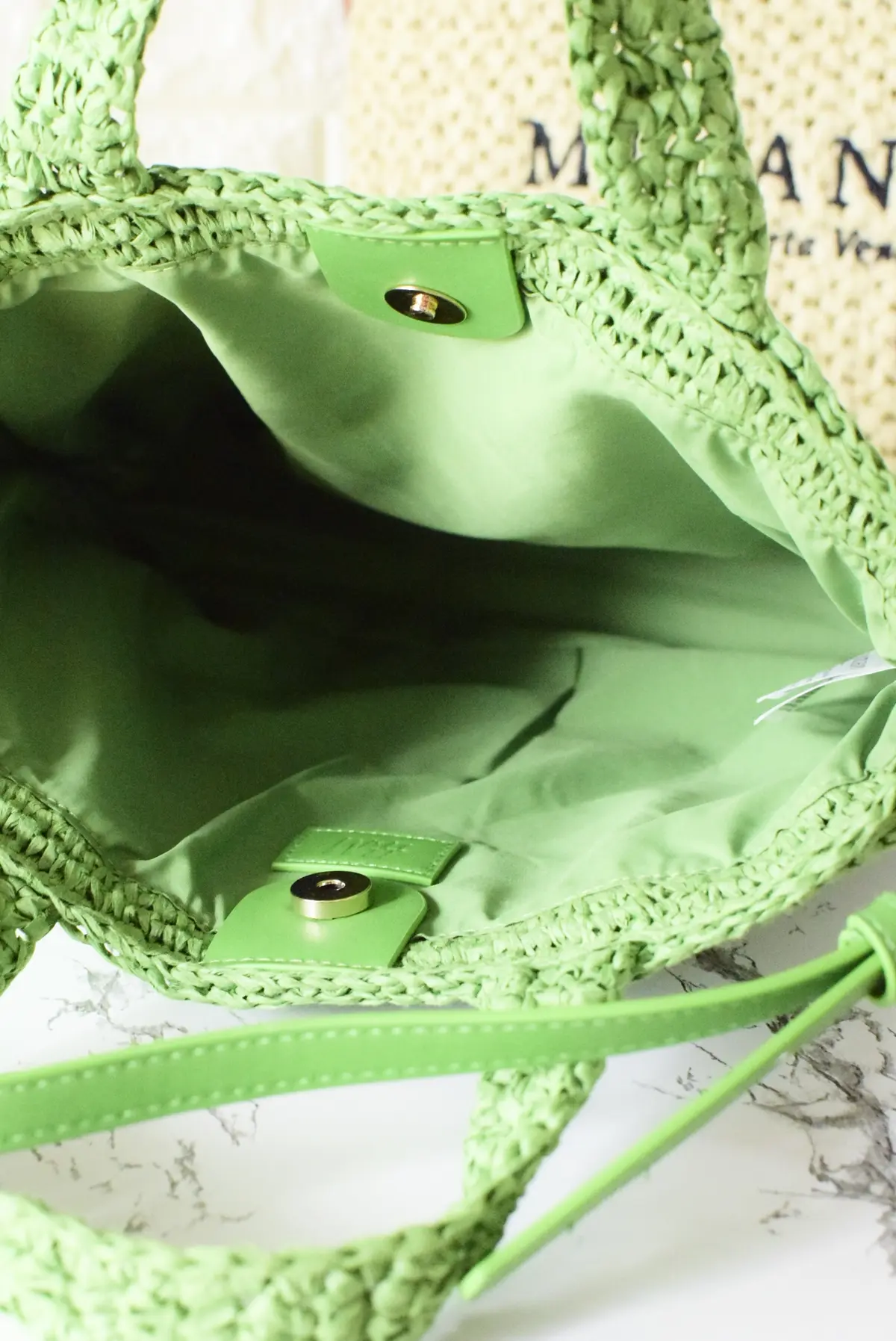 éclat エクラ　Jマダム　ブログ　北海道　札幌　トモコ　知子　プチプラ　ファストファッション 夏 H&M　エイチアンドエム　かご　ストロー　バッグ