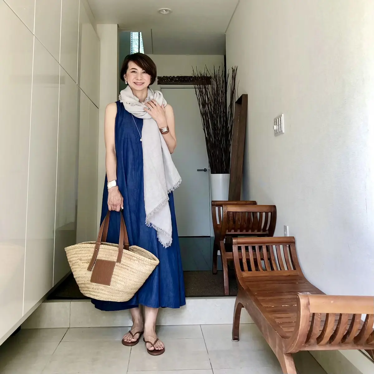 旬の 天然素材バッグ コーデの画像_2