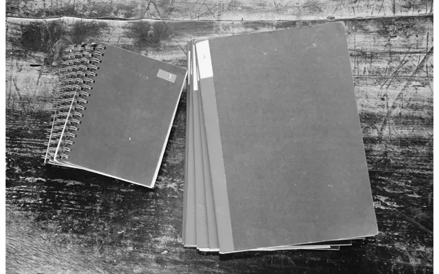 ここ数年で書きためたメモ活ノート。一日の終わりに浴室に持ち込んで読み返し、6色ボールペンでメモに対する分析や新しいアイデアなどを書き込むのが日課になっている