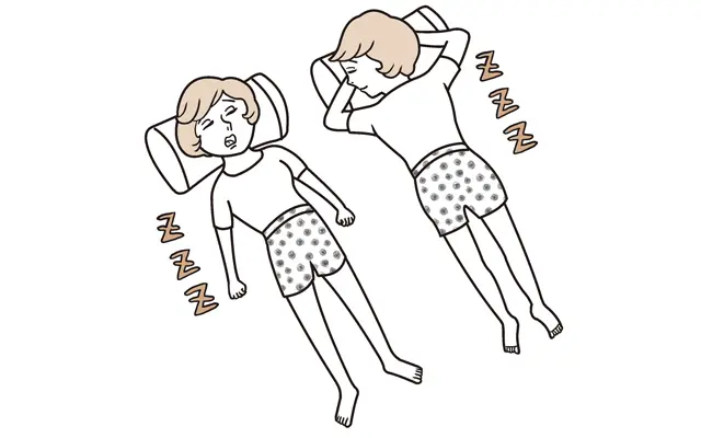 寝るときは、あおむけorうつ伏せで！