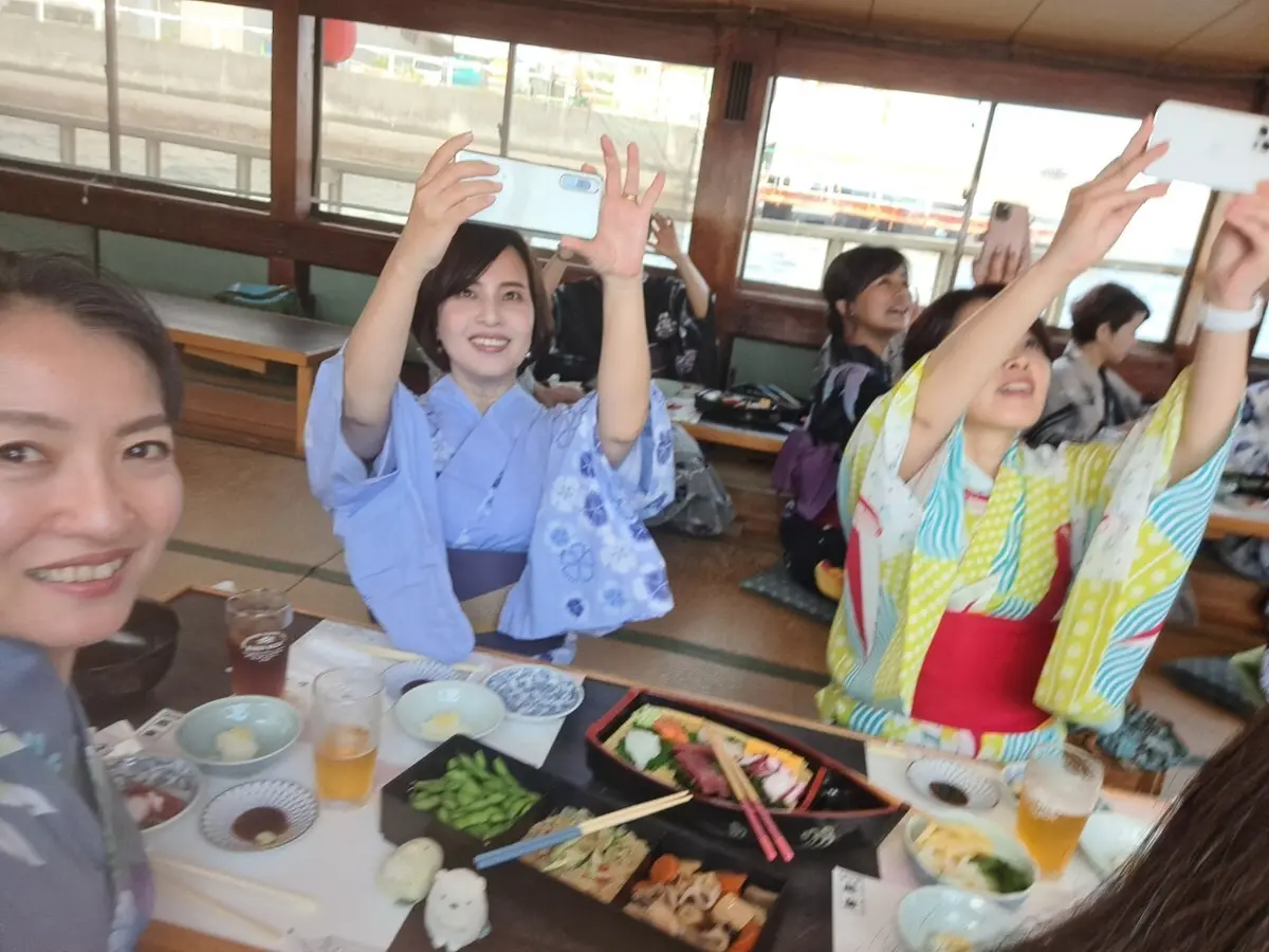 屋形船、辰金、浜松町、東京湾、納涼船、40代浴衣、Jマダム