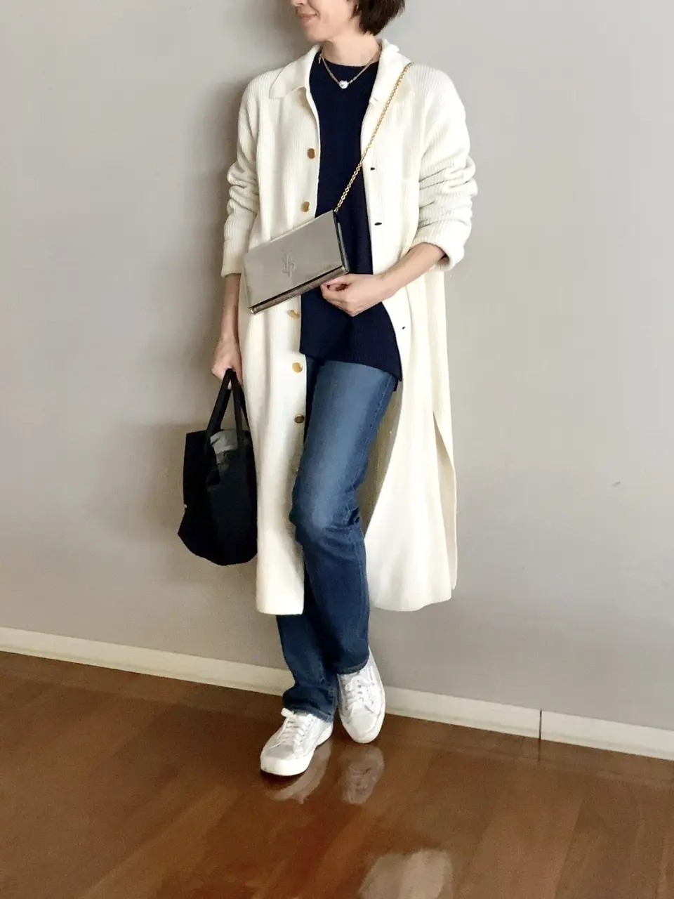 ロングニットカーディガンコーデ②