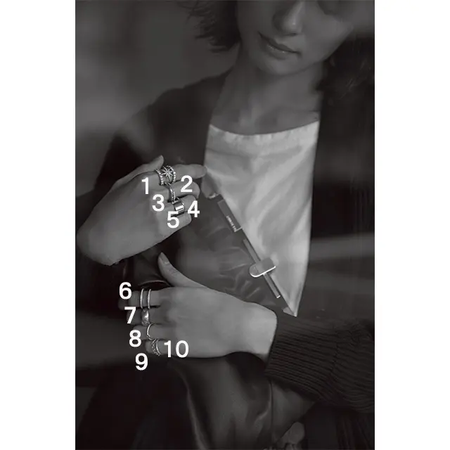 ざっくり編んだローゲージニット×艶アクセサリー