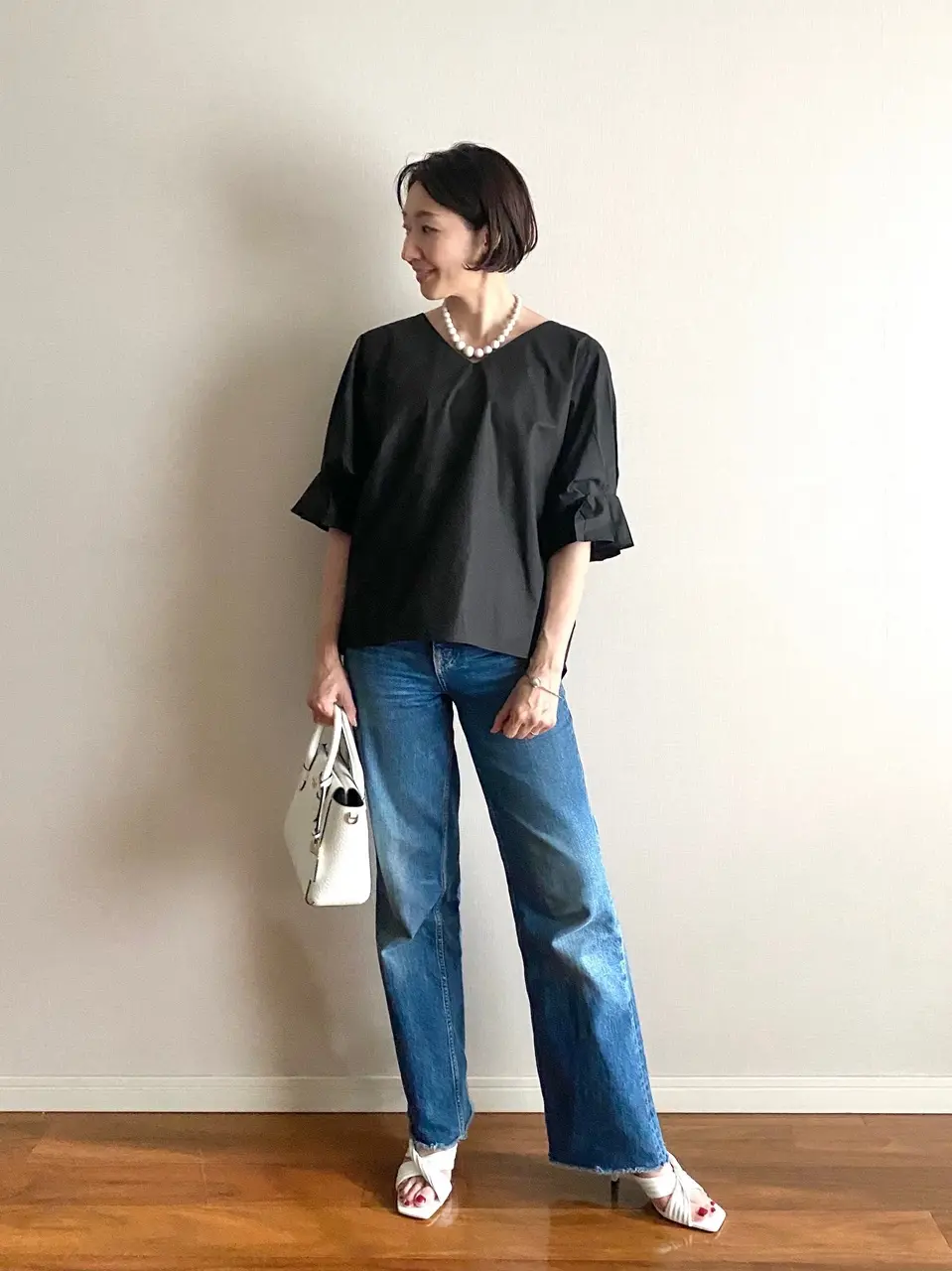 NOLLEY’S バックリボン袖タックブラウス コーデ③