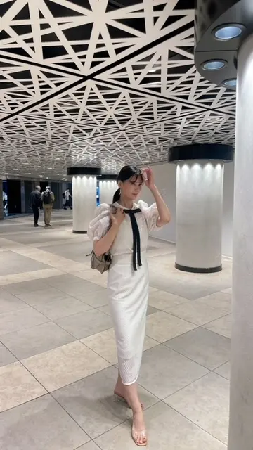 adonisisのセットアップ。  ボリュームパフスリーブメッシュトップス &ボトムス