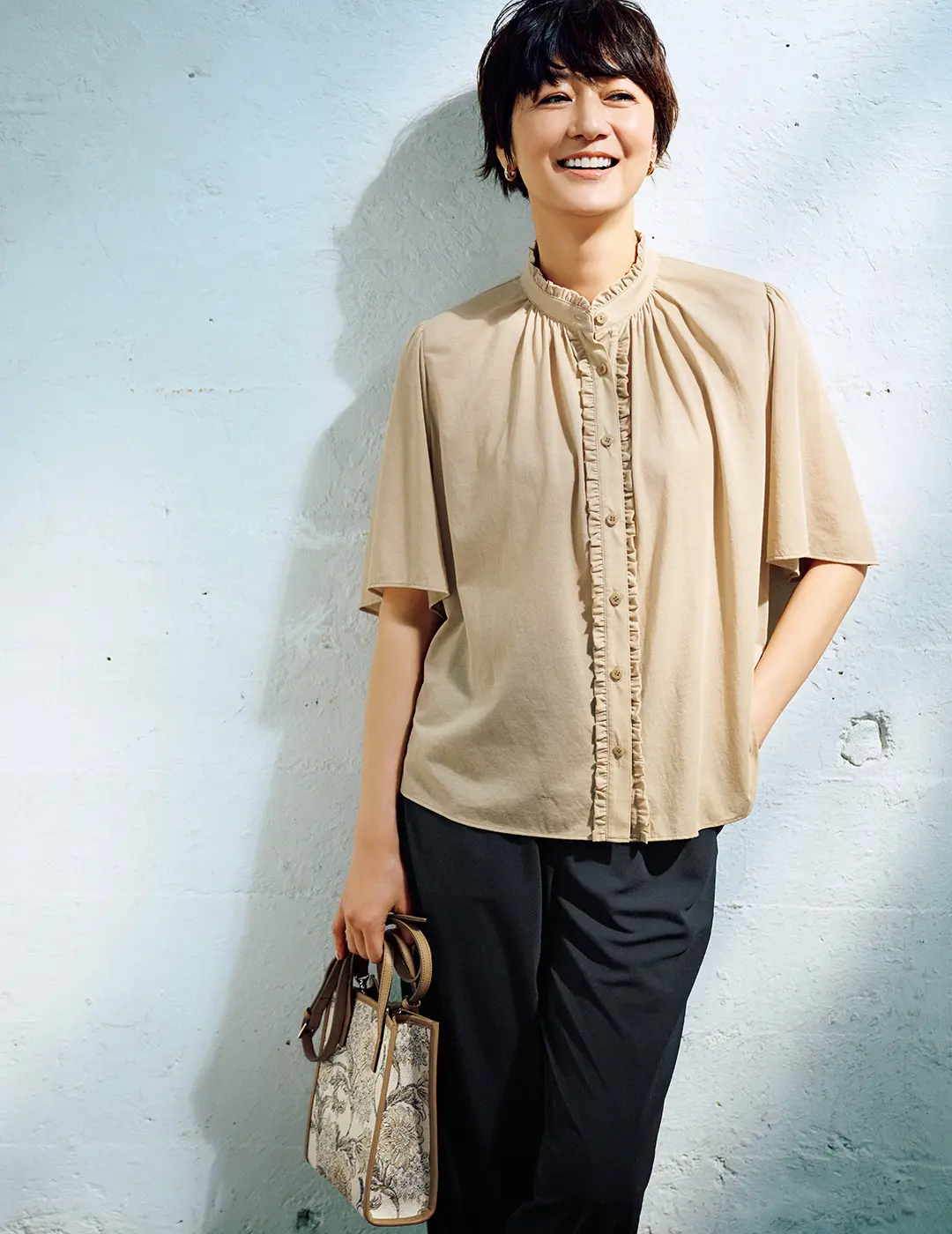 cut & sew blouse　エアリーなフリルブラウス