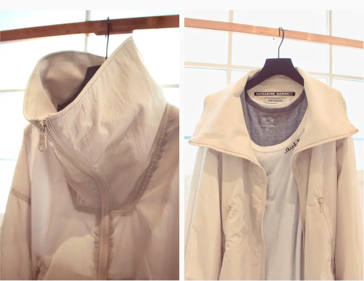 サードマガジン　ショート丈ブルゾン　襟元のディテール