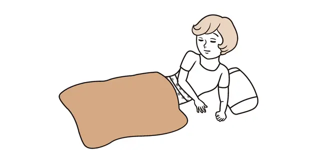 起き上がるときには、肘で体を支えながら！