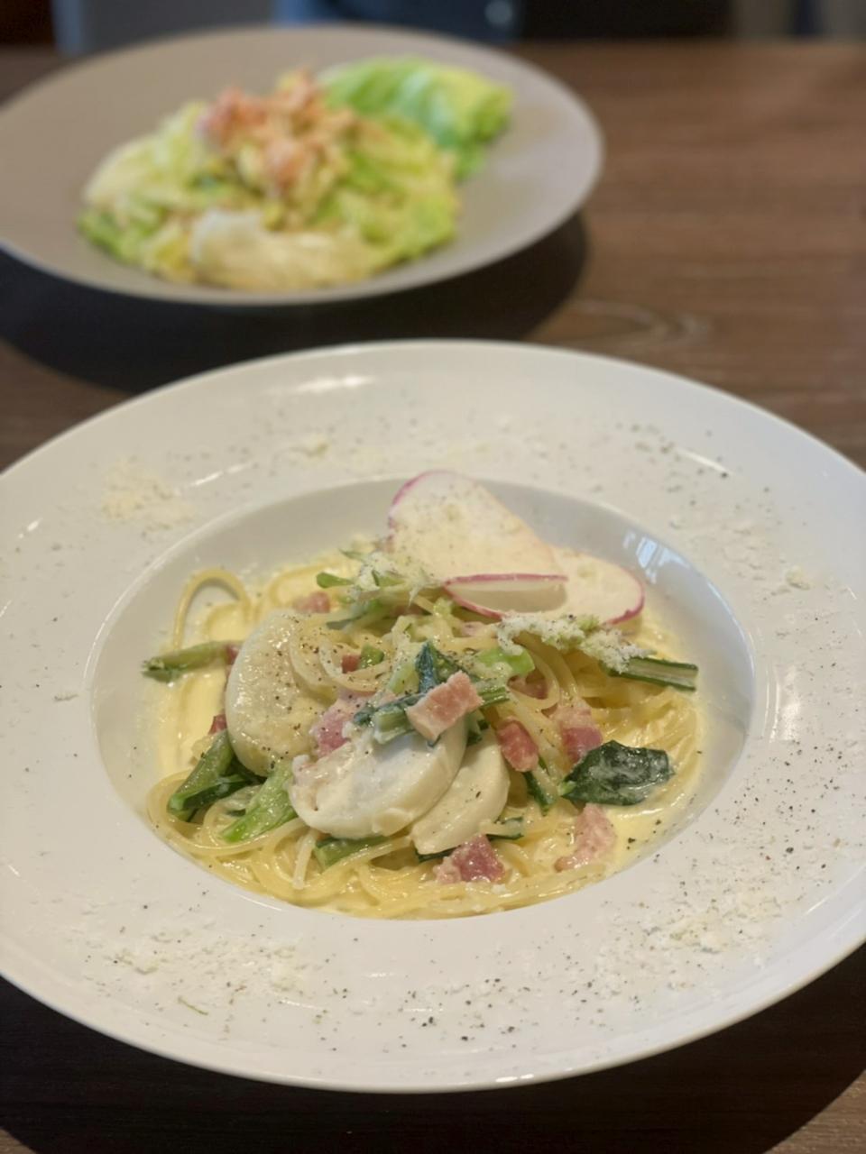 ai´s恵比寿 春のパスタ かぶとベーコンのクリームソース